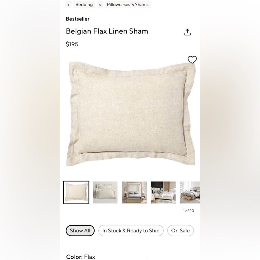Pottery Barn Belgian Flax Linen Sham